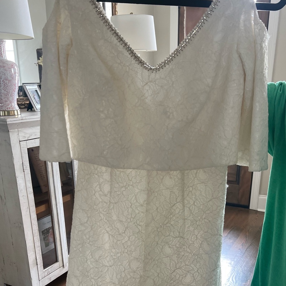 Size 6 rehearsal dinner jumpsuit. Looks so cute on! Open shoulder